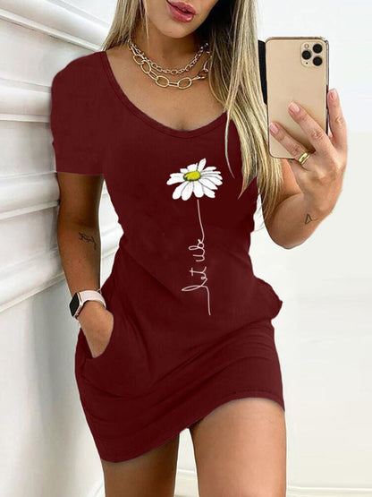 Slim Printed Short-sleeved Dress - LuckyFash™