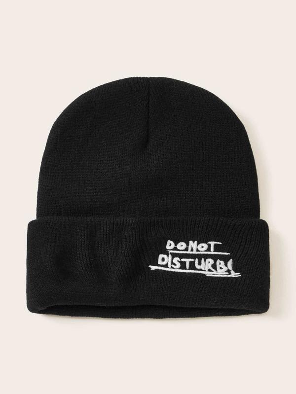 Slogan Embroidery Cuffed Beanie - LuckyFash™