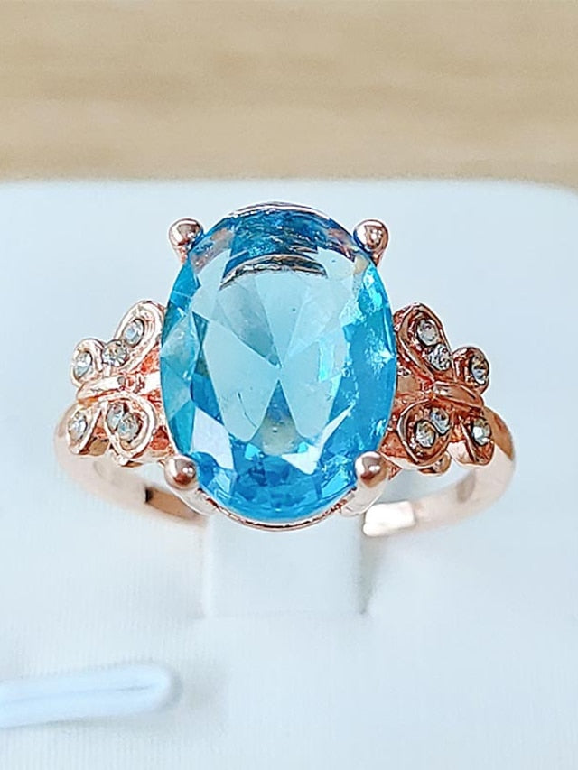 1PC Ring For Women's Cubic Zirconia Blue Pink Party Evening Date Zircon Butterfly - LuckyFash™