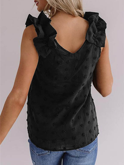 Solid Color Fold Shoulder Strap Vest - LuckyFash™