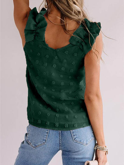 Solid Color Fold Shoulder Strap Vest - LuckyFash™