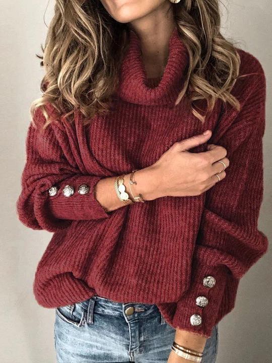 Solid Color Knit Sweater - LuckyFash™