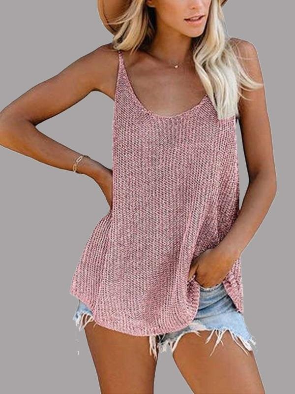 Solid Color U-neck Sleeveless Camisole - LuckyFash™