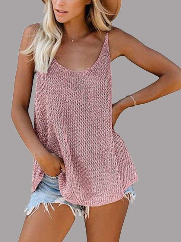 Solid Color U-neck Sleeveless Camisole - LuckyFash™