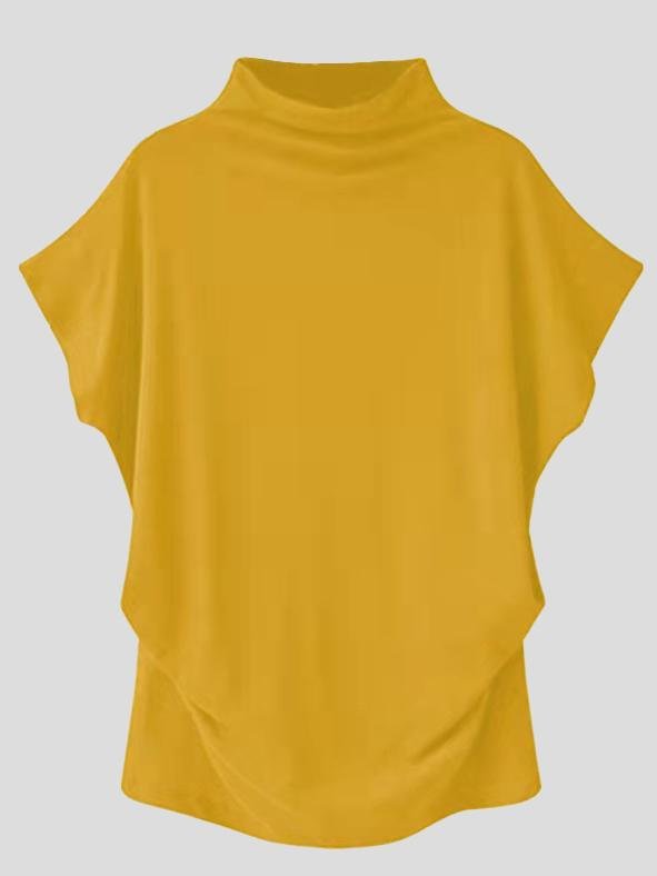 Solid High Neck Short-sleeved T-shirt - LuckyFash™