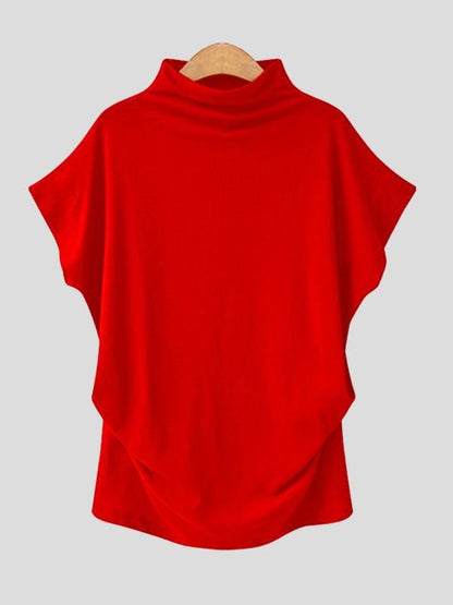 Solid High Neck Short-sleeved T-shirt - LuckyFash™