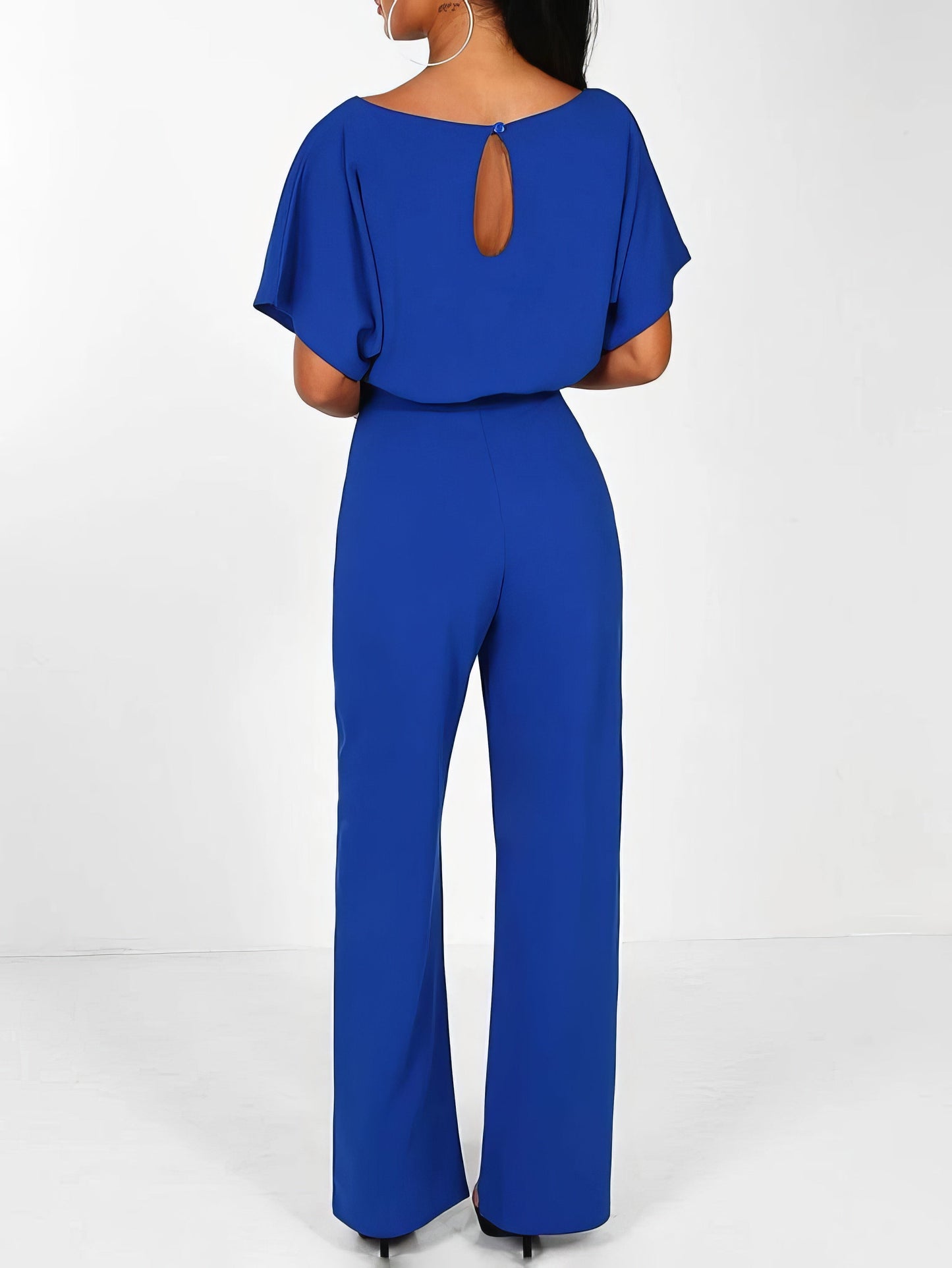 Solid Lace-up Short-sleeved Jumpsuit - LuckyFash™