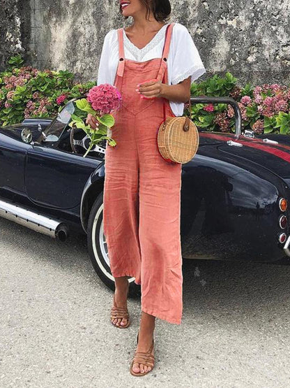 Solid Loose Straight-leg Casual Overalls - LuckyFash™