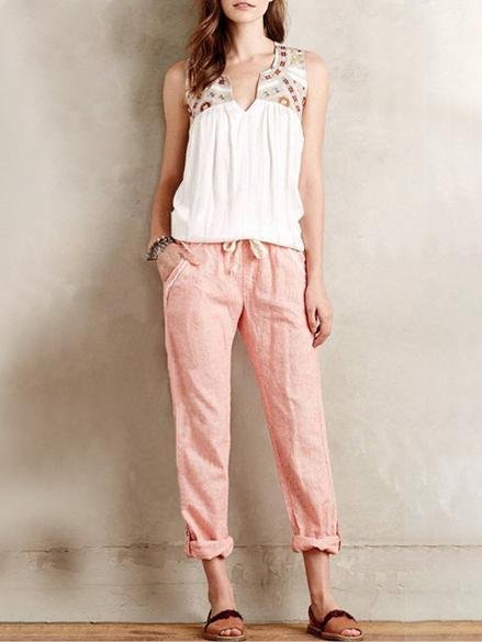 Solid Nine Points Plus Size Loose Thin Women's Trousers - LuckyFash™