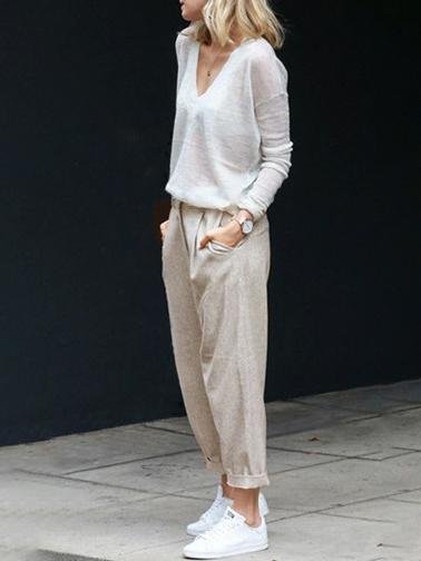 Solid Nine Points Plus Size Loose Thin Women's Trousers - LuckyFash™