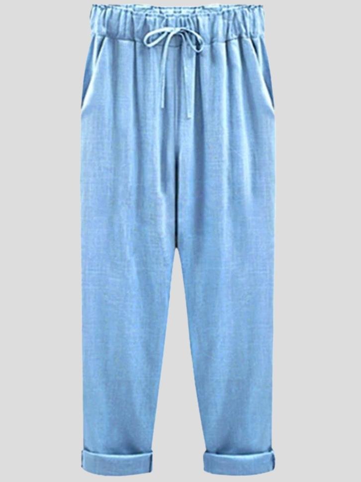 Solid Nine Points Plus Size Loose Thin Women's Trousers - LuckyFash™