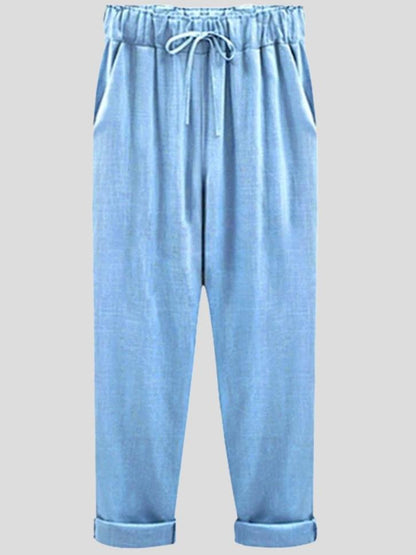 Solid Nine Points Plus Size Loose Thin Women's Trousers - LuckyFash™