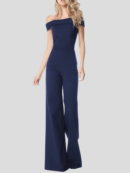 Solid One Line Collar Elegant Jumpsuit - LuckyFash™