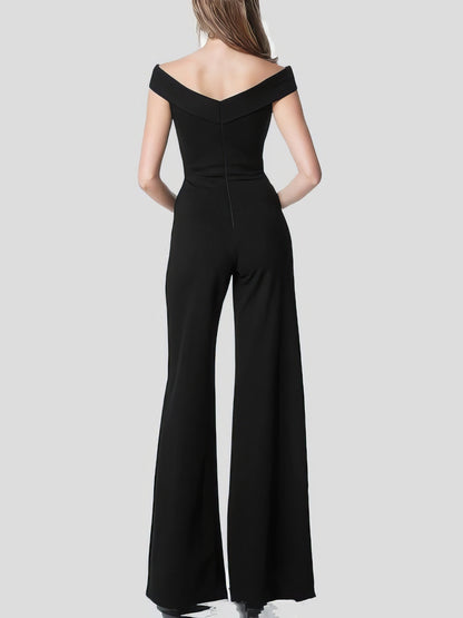 Solid One Line Collar Elegant Jumpsuit - LuckyFash™