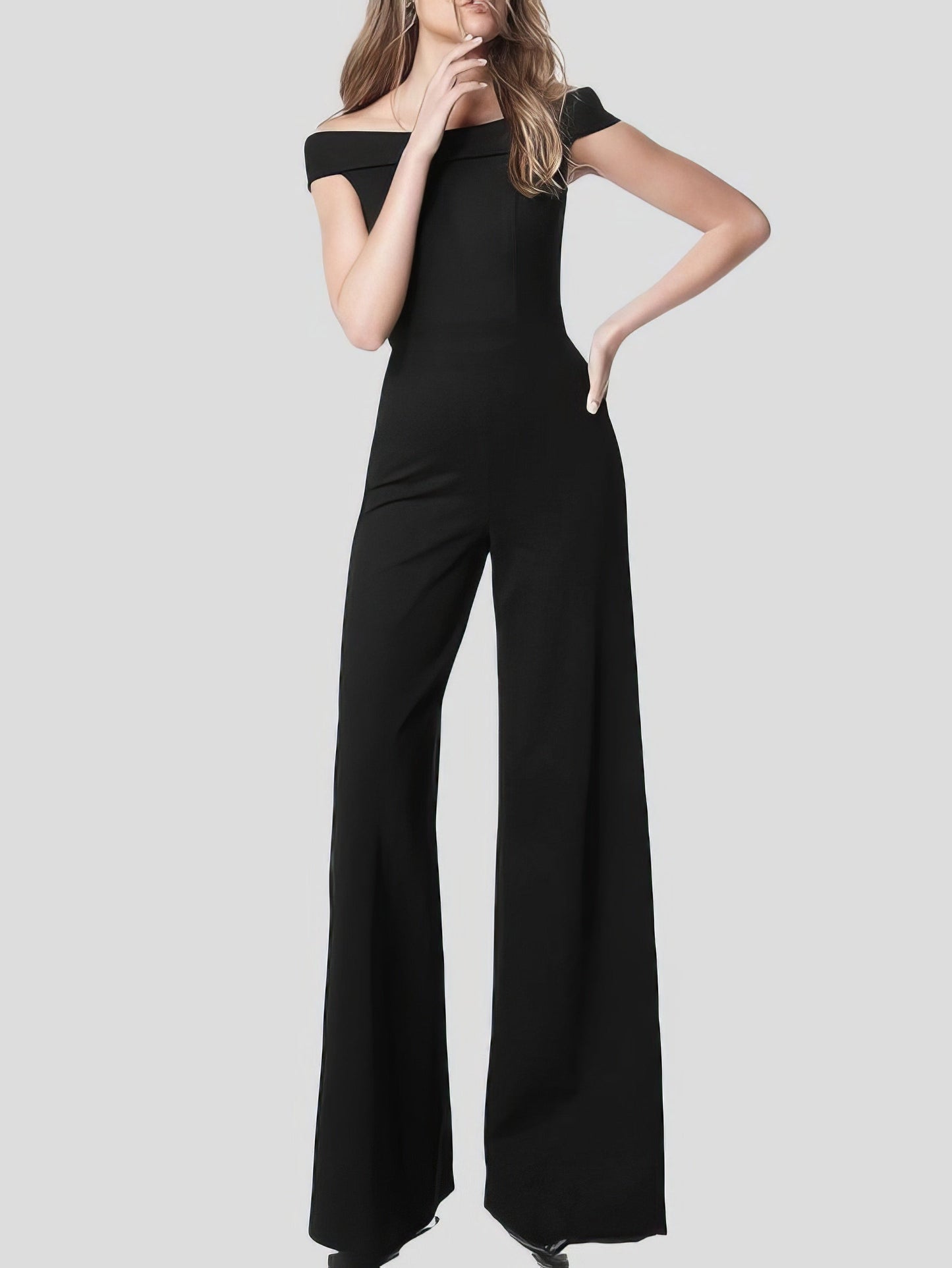 Solid One Line Collar Elegant Jumpsuit - LuckyFash™