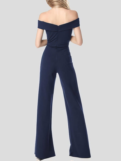 Solid One Line Collar Elegant Jumpsuit - LuckyFash™