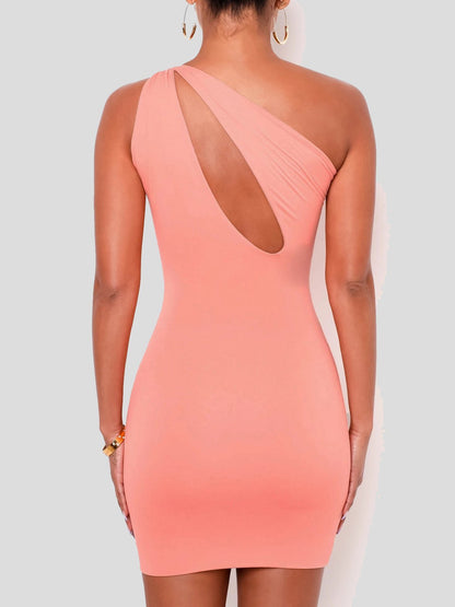 Solid One-shoulder Sleeveless Bodycon Dress - LuckyFash™