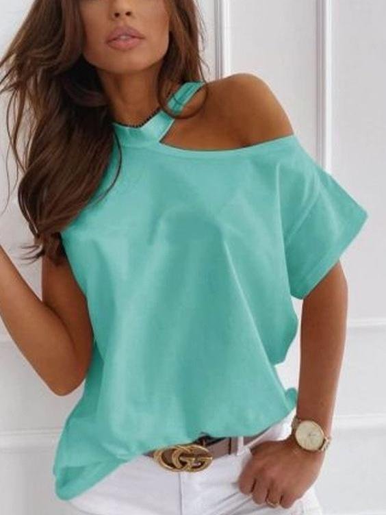 Solid Short-sleeved Casual T-shirt - LuckyFash™