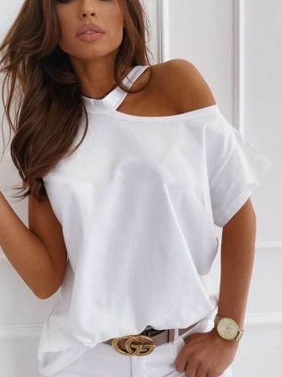 Solid Short-sleeved Casual T-shirt - LuckyFash™