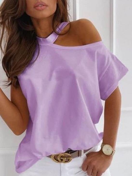 Solid Short-sleeved Casual T-shirt - LuckyFash™