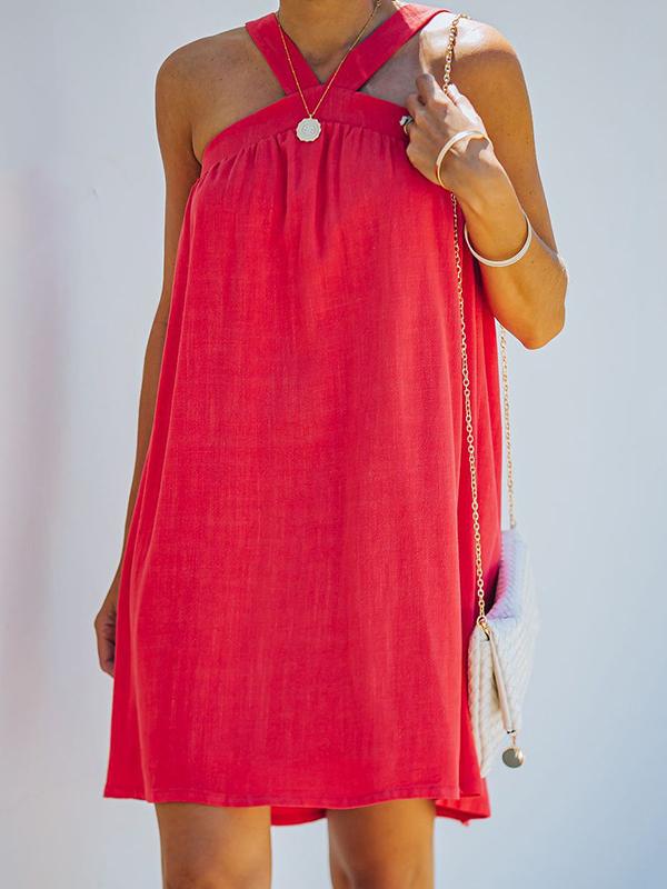 Solid Sleeveless Loose Dress - LuckyFash™