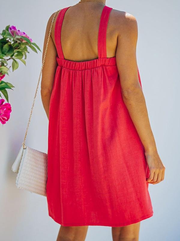 Solid Sleeveless Loose Dress - LuckyFash™