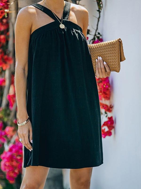Solid Sleeveless Loose Dress - LuckyFash™