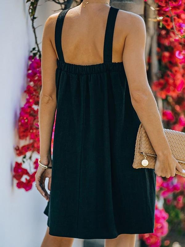 Solid Sleeveless Loose Dress - LuckyFash™