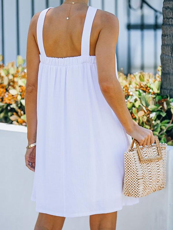 Solid Sleeveless Loose Dress - LuckyFash™