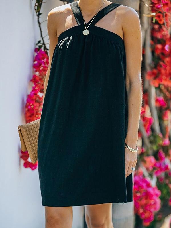 Solid Sleeveless Loose Dress - LuckyFash™