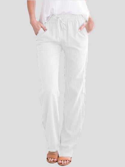 Solid Tie Casual Wide-leg Trousers - LuckyFash™