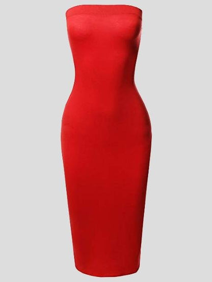 Solid Tube Top High Waist Bodycon Dress - LuckyFash™