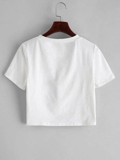 Solid Twist Hem Cropped Tee - LuckyFash™