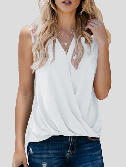 Solid V-neck Bottoming Ladies Small Vest - LuckyFash™