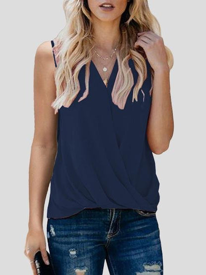 Solid V-neck Bottoming Ladies Small Vest - LuckyFash™