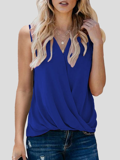 Solid V-neck Bottoming Ladies Small Vest - LuckyFash™