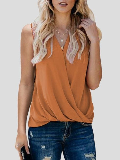 Solid V-neck Bottoming Ladies Small Vest - LuckyFash™