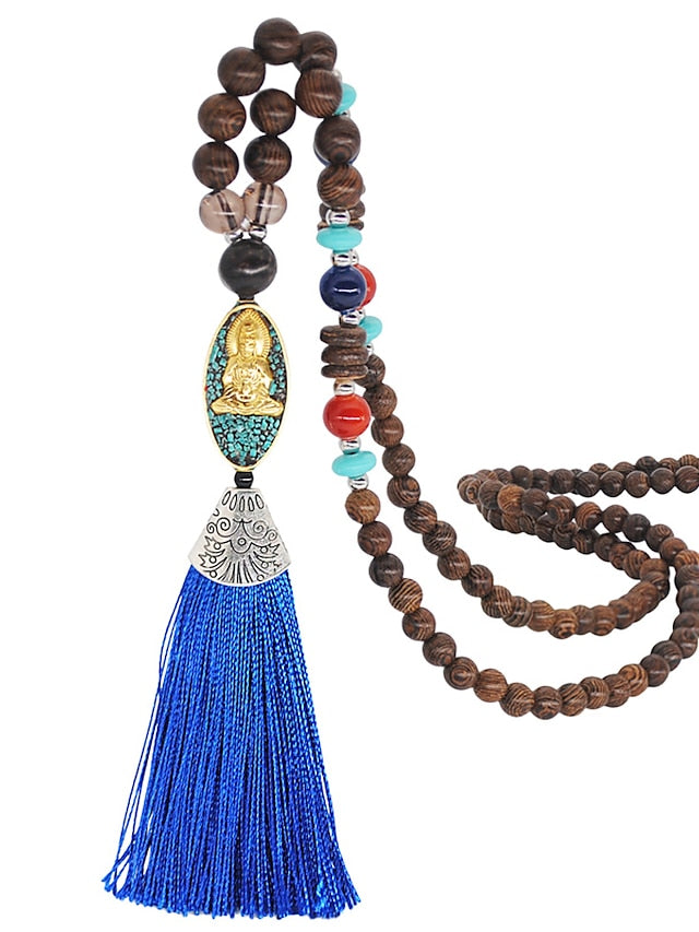 1PC Pendant Necklace Beaded Necklace For Women's Street Gift Prom Wooden Resin Alloy Tassel Precious Blessed - LuckyFash™