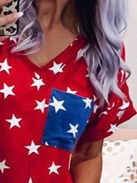 Star-shaped Pocket Short-sleeved T-shirt - LuckyFash™