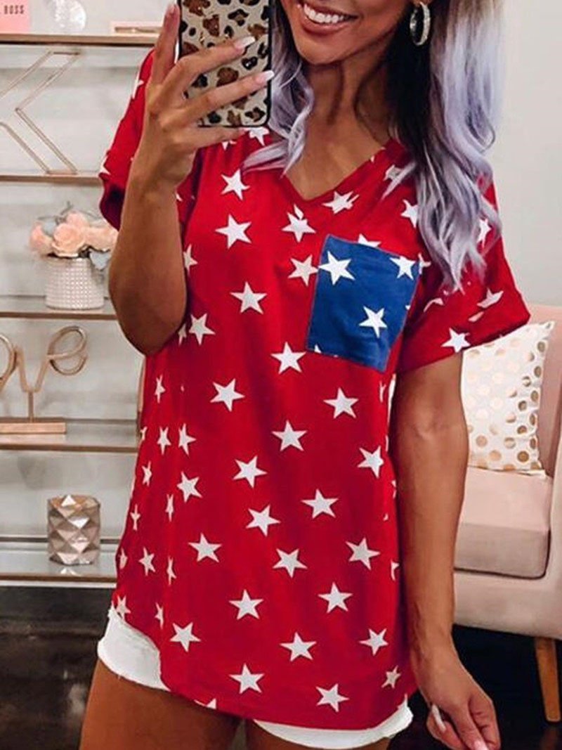 Star-shaped Pocket Short-sleeved T-shirt - LuckyFash™