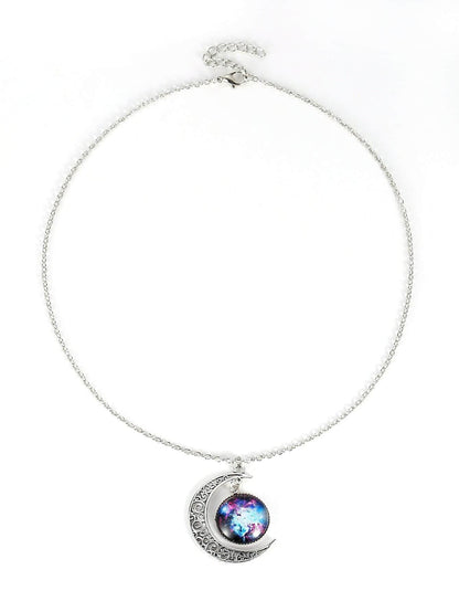 Necklaces - Star Sky Round & Moon Pendant Necklace - MsDressly