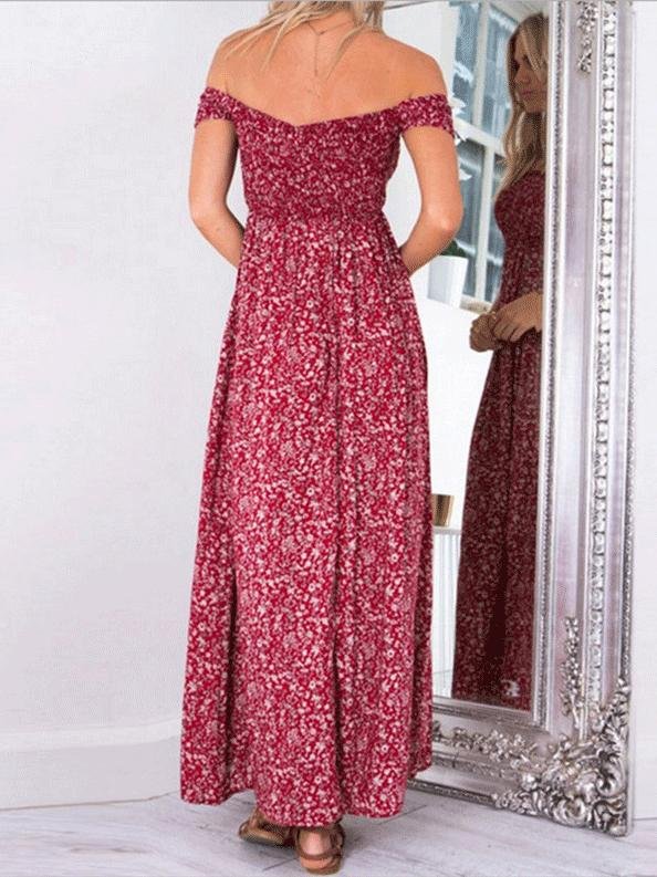 Strapless Short Sleeve Slit Long Dresses - LuckyFash™