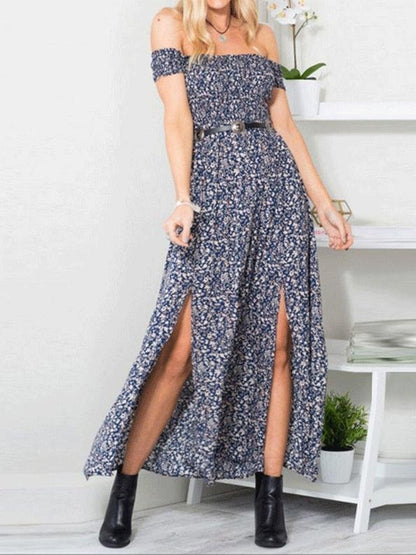 Strapless Short Sleeve Slit Long Dresses - LuckyFash™