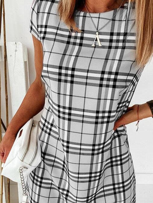 Striped Print Slim Short Sleeve Dress - LuckyFash™