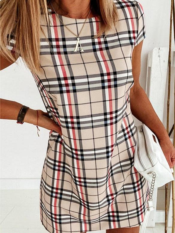 Striped Print Slim Short Sleeve Dress - LuckyFash™