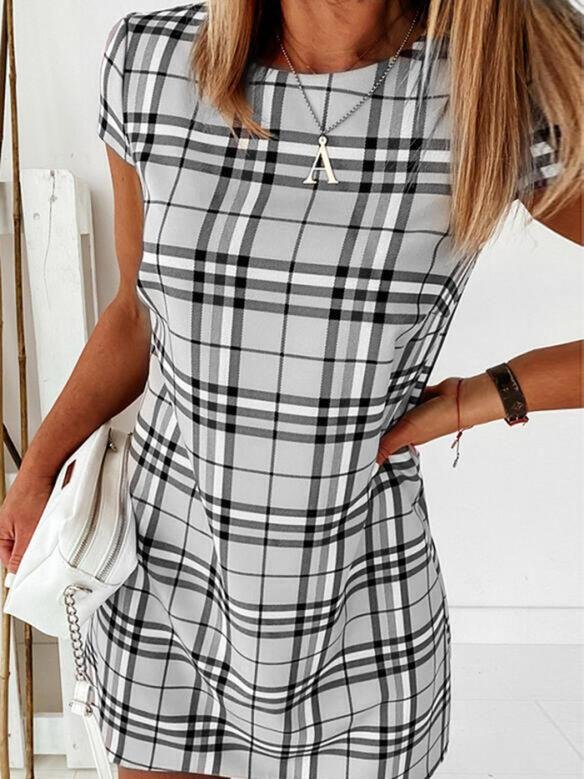 Striped Print Slim Short Sleeve Dress - LuckyFash™