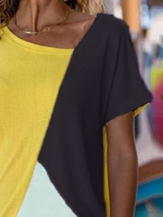 Summer Contrast Color Short-sleeved T-shirt - LuckyFash™