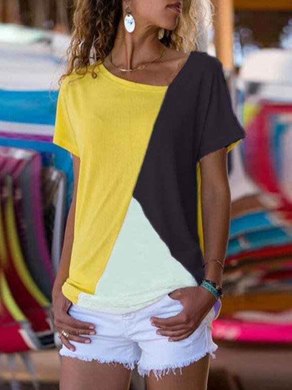 Summer Contrast Color Short-sleeved T-shirt - LuckyFash™