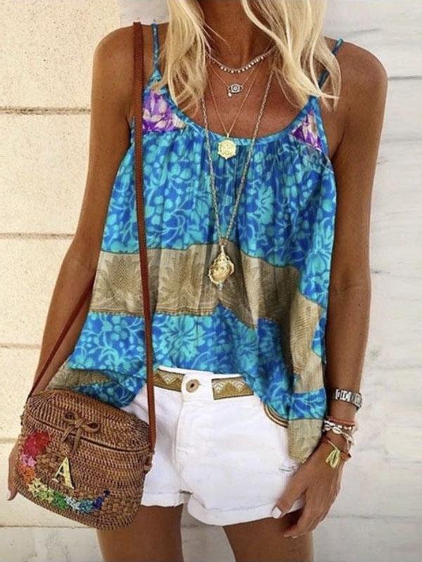 Summer Floral Print Loose Camisole - LuckyFash™