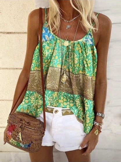 Summer Floral Print Loose Camisole - LuckyFash™